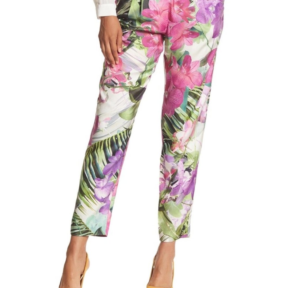 Womens Size 6 Trina Turk Multicolor Gilly Floral Tapered Leg Pants Made in USA